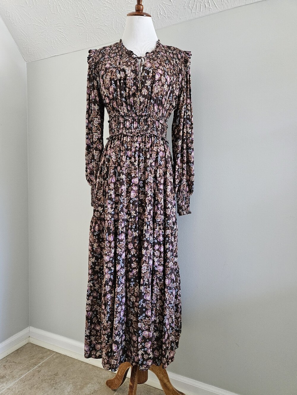 Olivaceous | Bohemian Style Smocked Maxi Dress
